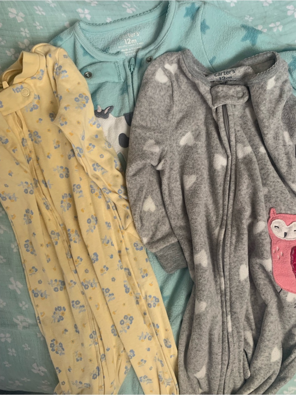 Carter's Grey Heart & Yellow Floral Sleep Sack Set